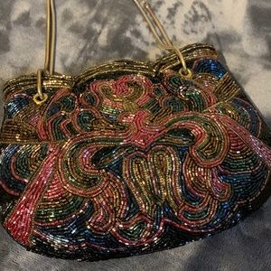 Beautiful vintage beaded evening bag with adjustable strap